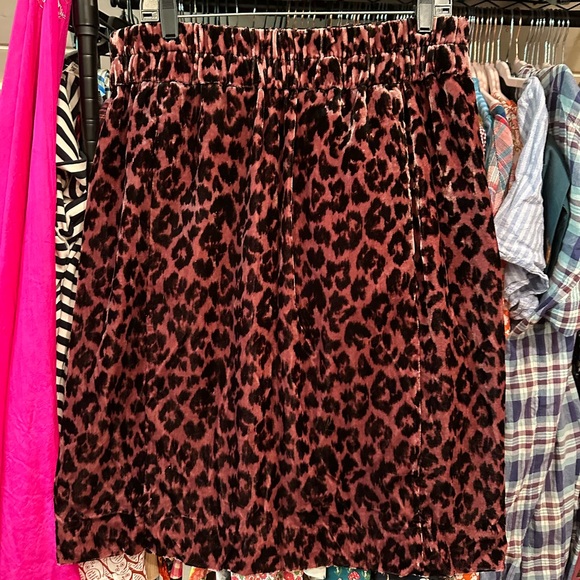 J. Crew Plush Rose Velvet Leopard Cat Print 🐆 Skirt Pull-On NWT Pink Kitty Cat L - Picture 9 of 12